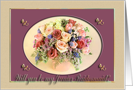 Junior Bridesmaid Request, Vase of Roses, Yellow card