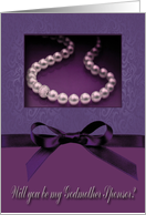 Godmother Sponsor Request, Pearl-look on Plum Purple with Bow-like card