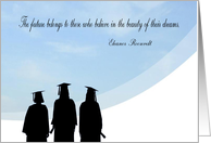 Graduation Commencement, Female Graduates looking into Clouds card