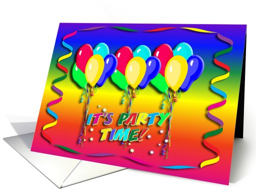 It's Party Time Invitation, Balloon and Streamer card (815854)