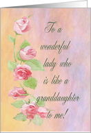 Happy Birthday to like a Granddaughter, Pink Painted Roses card