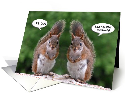 Happy Twins Day, Red Squirrel Humor, Cute and Personality card