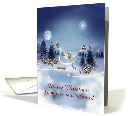 Merry Christmas from our new Home, Winter Village, Custom Text card