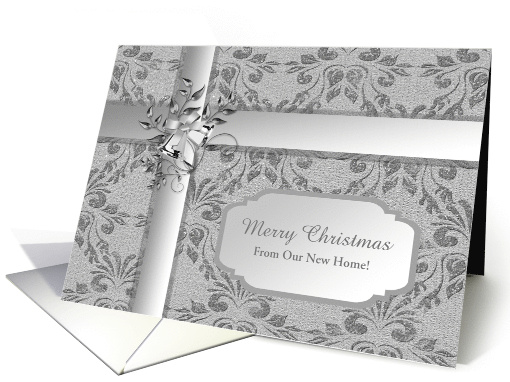 Merry Christmas From Our New Home, Silver Bells, Custom Text card