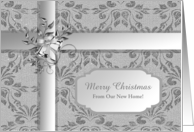 Merry Christmas From Our New Home, Silver Bells, Custom Text card