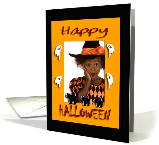 Halloween Photo Card, Black Cats and Ghosts card (861961)