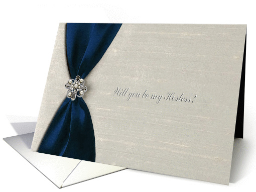 Hostess Request, Navy Satin Ribbon with Jewel card (866545)
