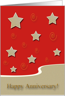 Happy Anniversary!, Gold Stars on Red, Employee Anniversary card