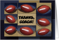 Thanks, Coach, Football, Blue and Tan Design, Custom Text card