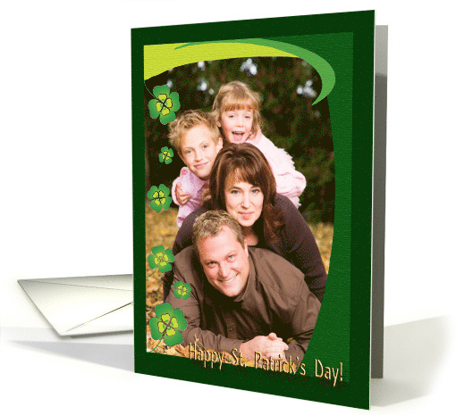 Four Leaf Clover Frame Photo Card, Happy St Patrick's Day card