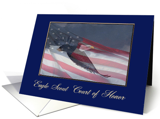 Eagle Scout Court of Honor Award, Eagle Flying with Flag, 2 card
