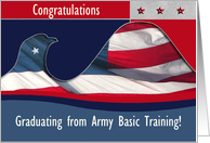 Army Basic Training Congratulations, Flag Eagle, Custom Text card