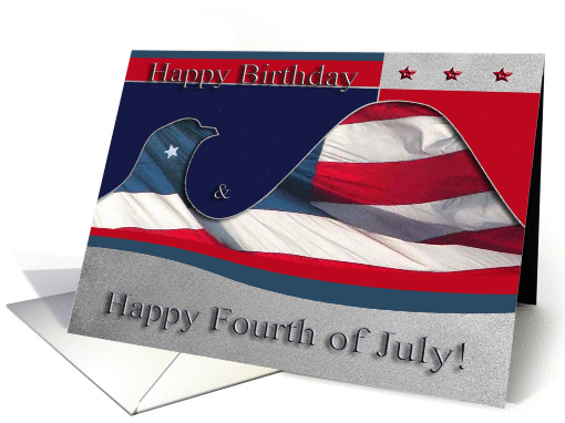 Happy Birthday and Fourth of July, Flag Eagle card (898804)