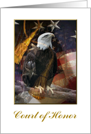 Court of Honor, Proud Bald with Flag, Eagle Scout Award Invitation card