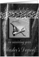 Congratulations on receiving your Master’s Degree, Silver Cap on Gray card