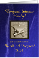 Congratulations on receiving your MBA Degree, Gold Cap & Diploma card
