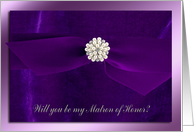 Purple Ribbon with Pearl Jewel, Matron of Honor card