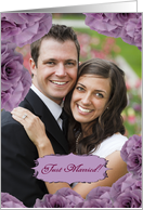 Just Married Photo Card, Purple Roses card