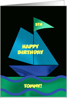 Sailboat Birthday, Blue and Green, Add your own Text card