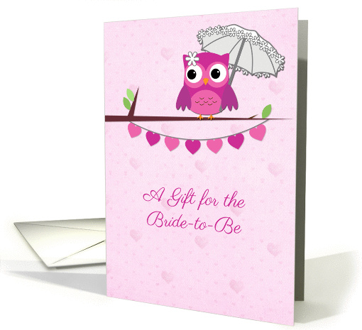 Pink Owl, Umbrella, Bridal Shower Gift card (1004039)