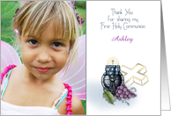 First Holy Communion, Chalice, Cross, Photo Thank You Card
