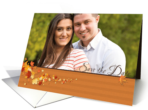 Autumn Leaves Save the Date Photo Announcement card (1083076)