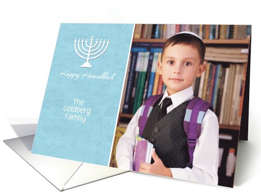 White Menorah, Blue, Hanukkah Photo card (1119746)