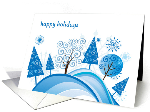 Blue Trees, Happy Holidays card (1152358)