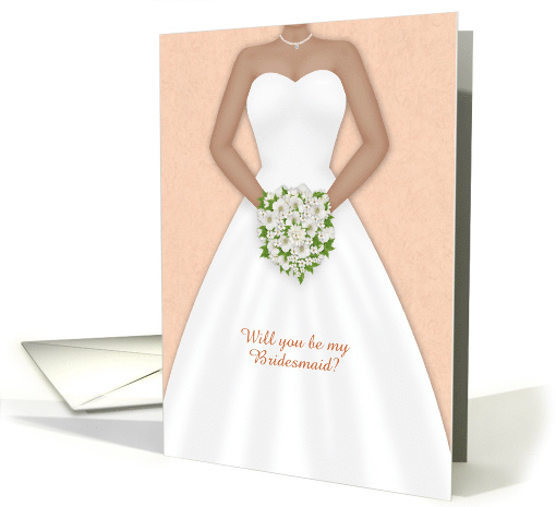 Wedding Party Invitation, Dark-Skinned Bride, Peach, Customizable card