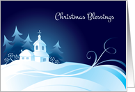 White Church, Snow Scene Christmas Greeting card