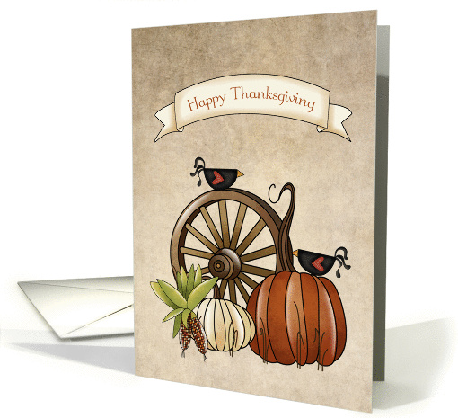 Happy Thanksgiving, Pumpkins and Crows card (1178076)