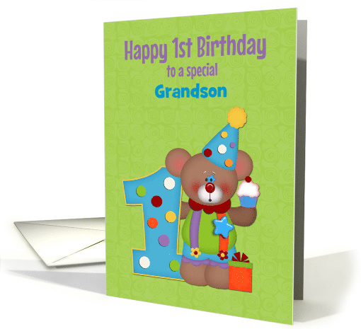 First Birthday, Bear, Grandson, Customizable Relation card (1180574)