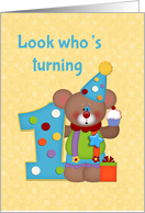 First Birthday, Bear, Birthday Card