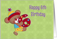 Sixth Birthday, Bear, Number Six card