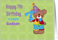 Seventh Birthday, Bear, Number Seven, Godson, Customize Relation card
