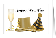 Happy New Year, Hats, Champagne card