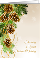 Pine Cones and Evergreens, Christmas Wedding Congratulations card