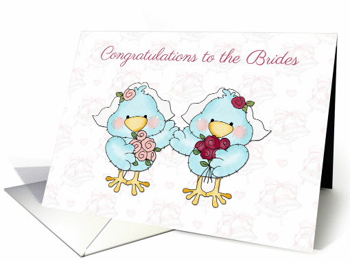 Cute Bride Birds, Lesbian Wedding Congratulations card (1187590)
