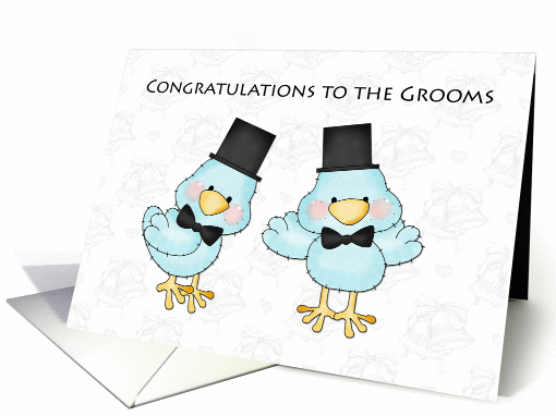Cute Groom Birds, Gay Men Wedding Congratulations card (1187738)