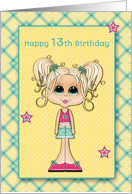 Cute Blonde Teen, 13th Birthday card