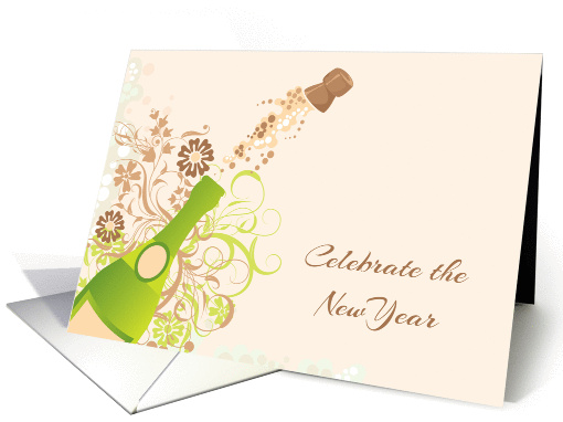 Popping Cork, Champagne Bottle, New Year's Invitation card (1192728)