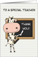 Cute Cow, Blackboard, Thank You, Teacher card