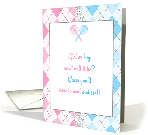 Pink, Blue Argyle, Gender Reveal Invitation card (1194020)