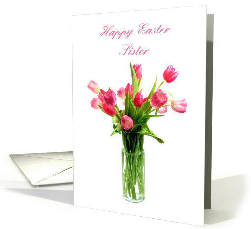 Pink Tulips in Vase, Easter, Sister card (1195618)