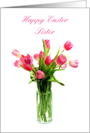 Pink Tulips in Vase, Easter, Sister card