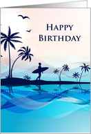 Tropical Surfer, Happy Birthday card