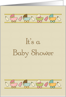 Baby Carriage Border, Baby Shower Invitation card