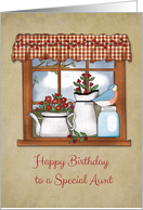 Country Window, Flowers, Bluebird, Happy Birthday Aunt card