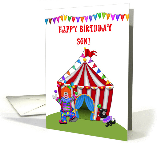 Juggling Clown, Circus Tent, Son Birthday Greeting card (1203472)