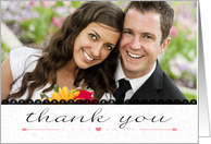 Thank You Text with Heart Wedding Photo Card